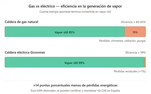 Eficiencia generación de vapor gas vs eléctrico